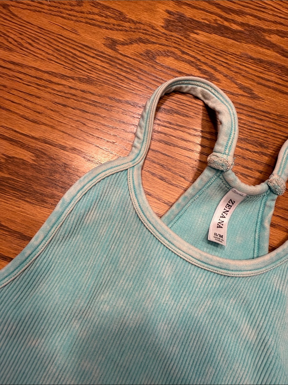 Zenana Aqua Ribbed Racerback Crop Tank - Picture 4 of 4